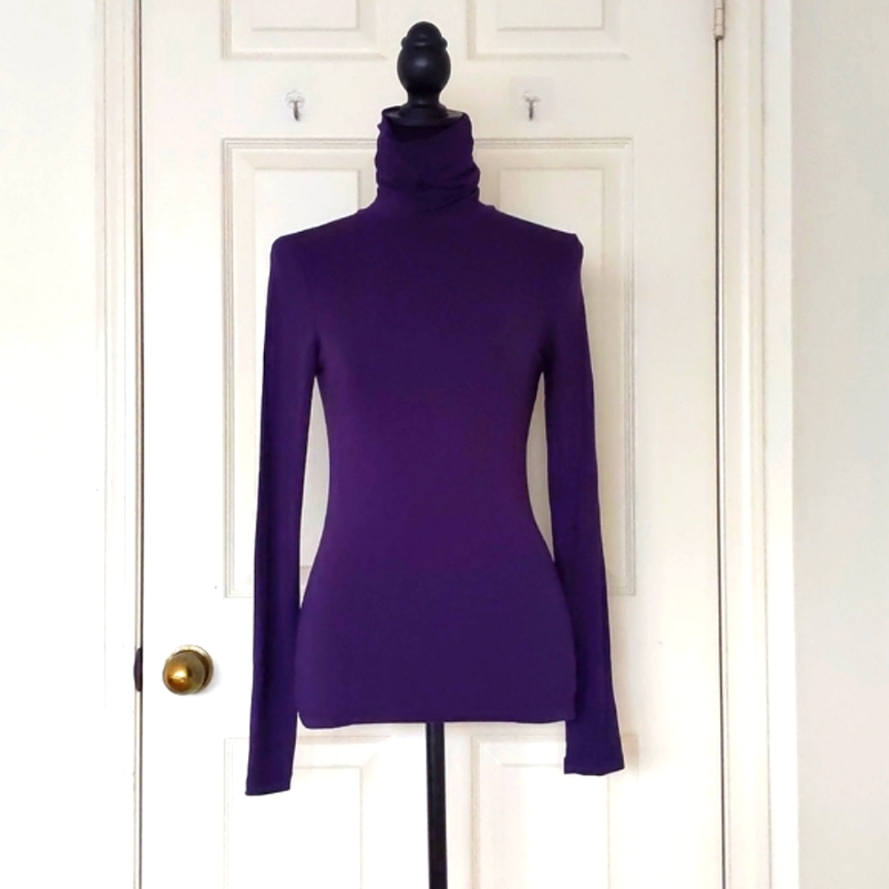 NWOT. H&M Rayon and Spandex Dark Purple Long Sleeve Turtleneck Top.